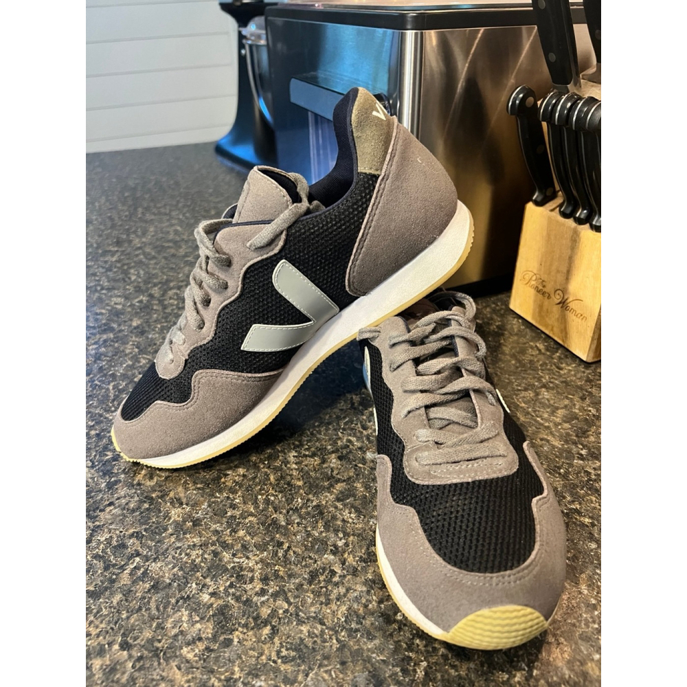 Veja Men's Athletic Sneakers in Black, Gray & Gum - Picture 12 of 12